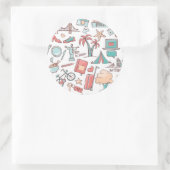 Sticker Rond Motif touristique Pastel (Sac)