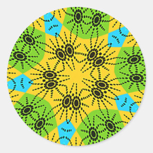 Sticker Rond Motif traditionnel élégant de l'araignée inspiré d