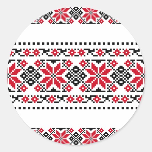 Sticker Rond Motif traditionnel roumain "Les Etoiles" (Devant)