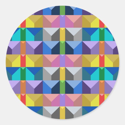 Sticker Rond Motif triangle abstrait 3D multicolore (Devant)