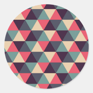 Sticker Rond Motif Triangle turquoise Et Rose