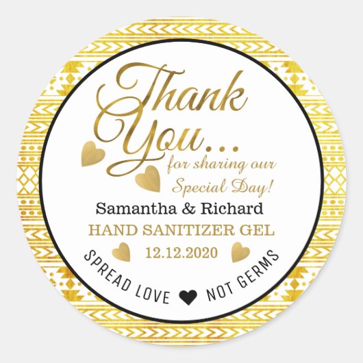 Sticker Rond  Motif Tribal Aztèque Or Épandre Amour Merci  (Devant)