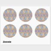 Sticker Rond Motif tribal Blue Ethnic Elephant (Feuille)