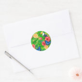 Sticker Rond Motif tropical (Enveloppe)