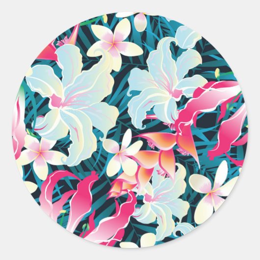 Sticker Rond Motif tropical coloré (Devant)