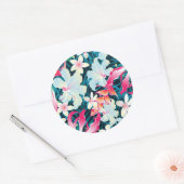 Sticker Rond Motif tropical coloré (Enveloppe)