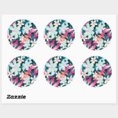 Sticker Rond Motif tropical coloré (Feuille)