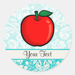 Sticker Rond Motif turquoise Apple de damassé