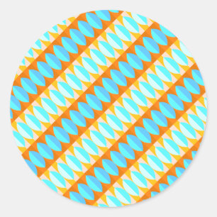 Sticker Rond Motif turquoise bleu orange jaune coloré
