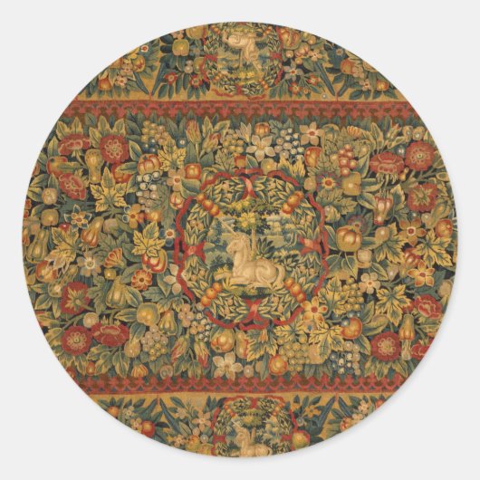 Sticker Rond Motif Unicorne Floral (Devant)