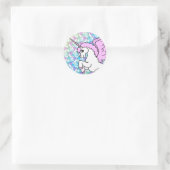 Sticker Rond Motif Unicorne violet et rose (Sac)