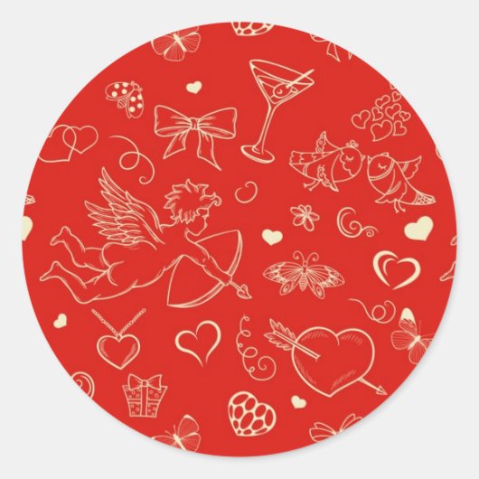 Sticker Rond Motif Valentine (Devant)