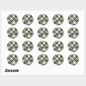 Sticker Rond Motif vectoriel des points noirs et blancs vert mo (Feuille)