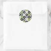 Sticker Rond Motif vectoriel des points noirs et blancs vert mo (Sac)