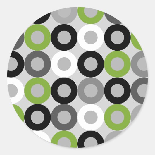 Sticker Rond Motif vectoriel des points noirs et blancs vert mo (Devant)