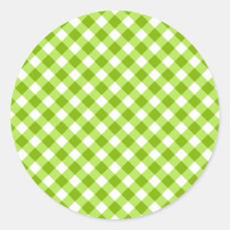 Sticker Rond Motif vert clair En vichy