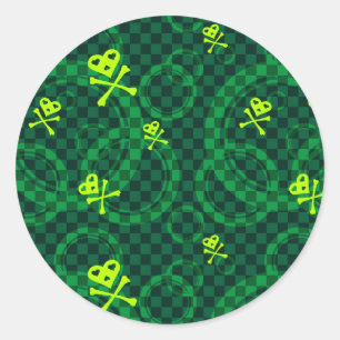 Sticker Rond Motif vert d'Emo avec des cercles
