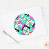 Sticker Rond Motif Zag Turquoise Zig tiré à la main (Enveloppe)
