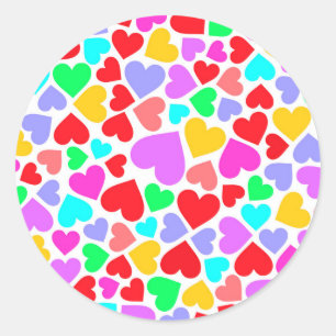 Sticker Rond Motifs de cœurs colorés mignons