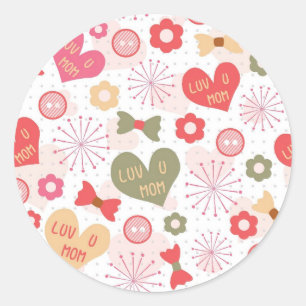 Sticker Rond Motifs de la fête des mères