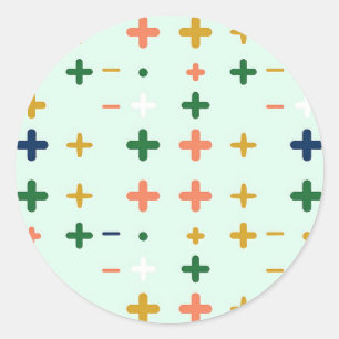 Sticker Rond Motifs Géométriques Rétro avec des Signes Plus Lud