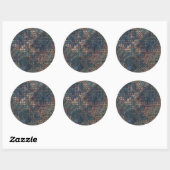 Sticker Rond Motifs grungy avec des patchwork de Textures (Feuille)