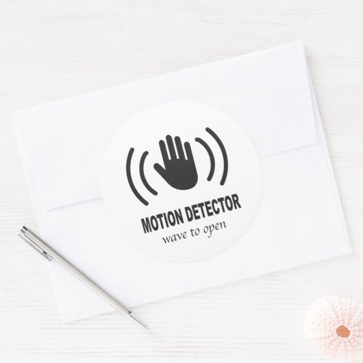 Sticker Rond Motion Detector with hand Icon (Enveloppe)