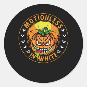 Sticker Rond Motionlesses En Citrouille Blanc Jack-o'-lantern