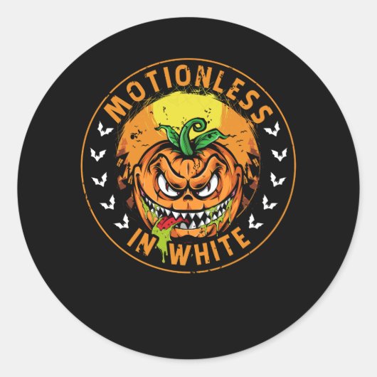 Sticker Rond Motionlesses En Citrouille Blanc Jack-o'-lantern (Devant)