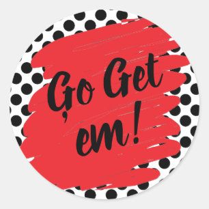 Sticker Rond Motivation Branchée Rouge avec Points Noirs