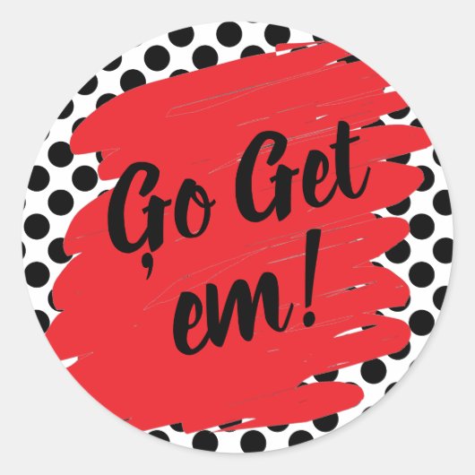 Sticker Rond Motivation Branchée Rouge avec Points Noirs (Devant)