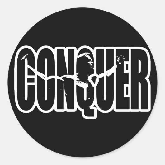 Sticker Rond Motivation de la construction du corps - CONQUER (Devant)
