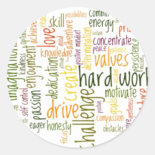 Sticker Rond Motivation Mots #2 attitude positive (Devant)