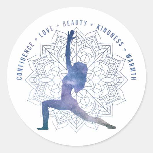 Sticker Rond Motivation mots de confiance yoga pose bleu (Devant)