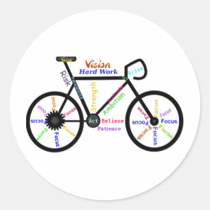 Sticker Rond Motivational Bike, Cycle, Vélo, Mots Sport
