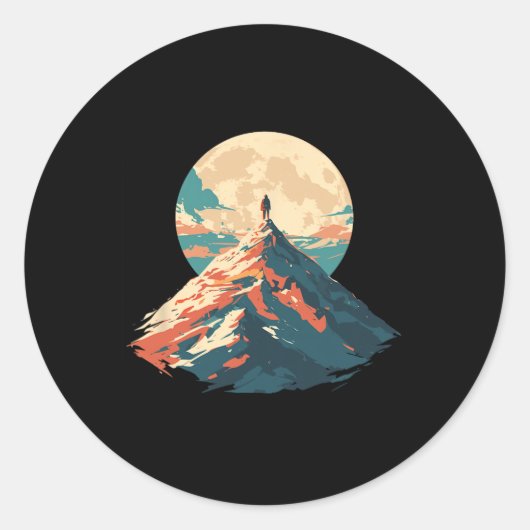 Sticker Rond Motivational Mountain Peak Climbing Design - Natur (Devant)