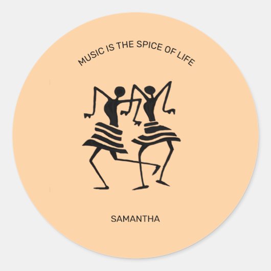 Sticker Rond Motivationnel, Silhouette Célébration Danseurs (Devant)