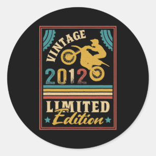 Sticker Rond Moto 10e anniversaire Hommes Vintage 2012 Biker