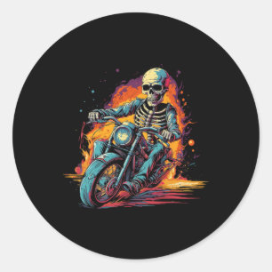 Sticker Rond Moto à cheval Halloween Costume Biker