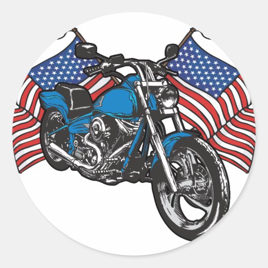 Sticker Rond Moto American Biker (Devant)