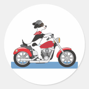 Sticker Rond Moto de chien