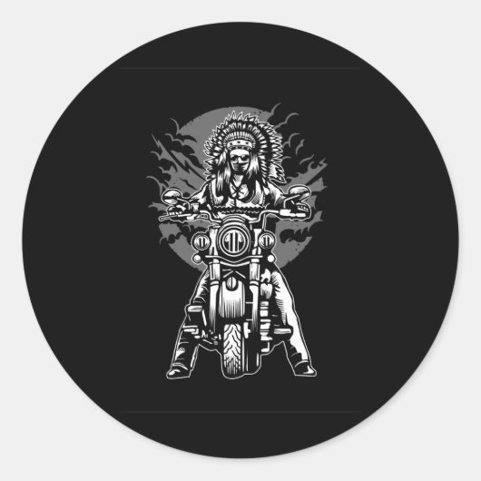 Sticker Rond Moto en chef indien (Devant)