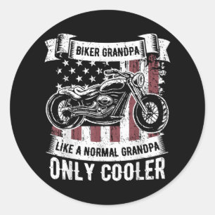 Sticker Rond Moto Grand-père vélo Moto Amateurs de moto R