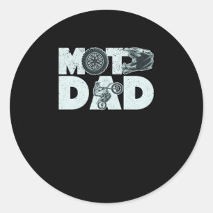 Sticker Rond Moto Papa Drôle Dirt Bike Motocross Daddy Père