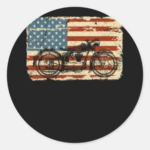 Sticker Rond Moto USA Drapeau patriotique vintage juillet 4