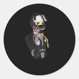 Sticker Rond Moto Vélo Vélo Fille Femmes Drôle Idée cadeau