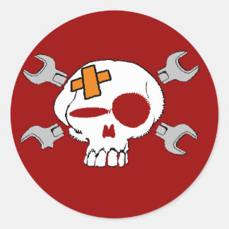 STICKER ROND MOTOCLUBM SKULL VINTAGE