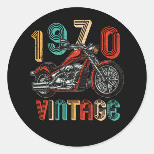 Sticker Rond Motocross Dirt Bike vintage 1970 52e anniversaire
