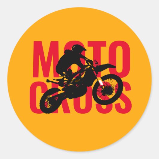 Sticker Rond Motocross Motorcycle Sport Pop Art (Devant)