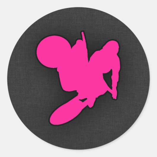 Sticker Rond Motocross rose chaud, moto de terre (Devant)